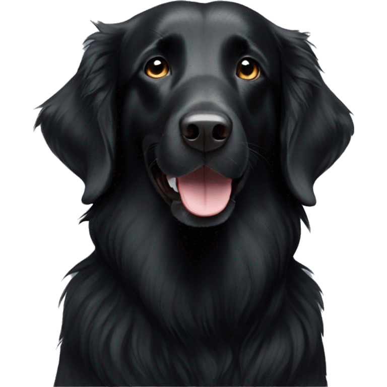 Black Flat coated retriever with white neck emoji