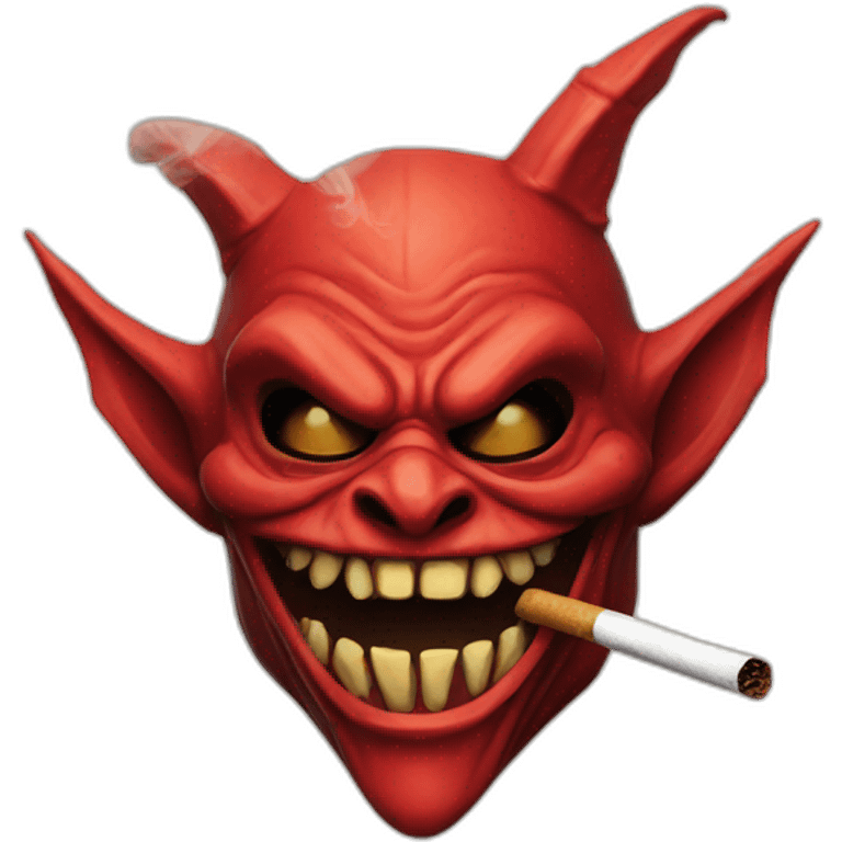 red goblin mask smoking emoji