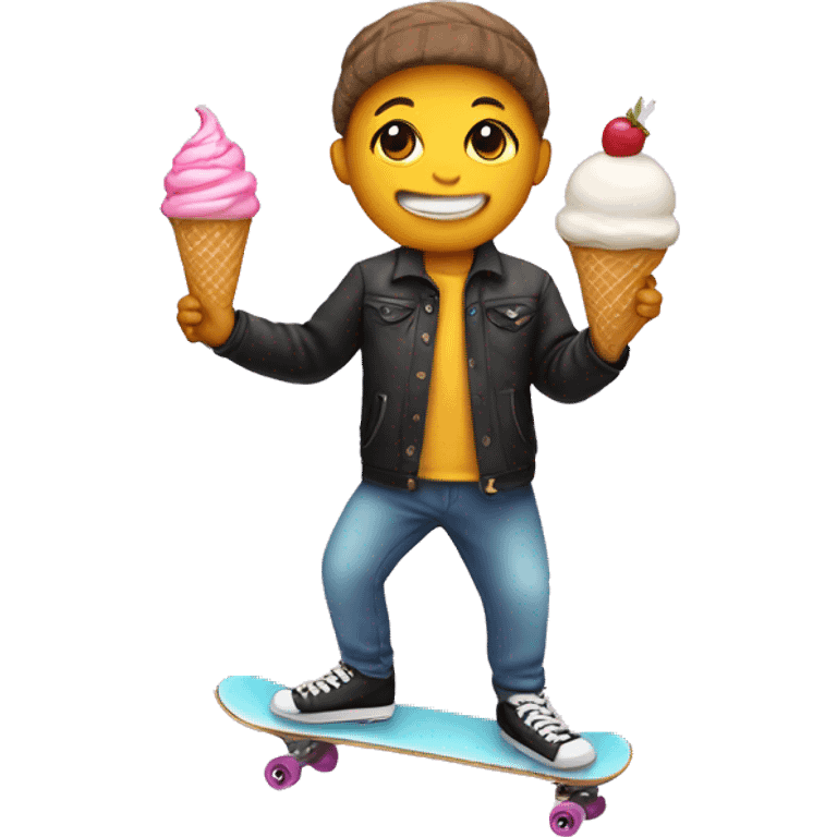 skater with ice cream emoji