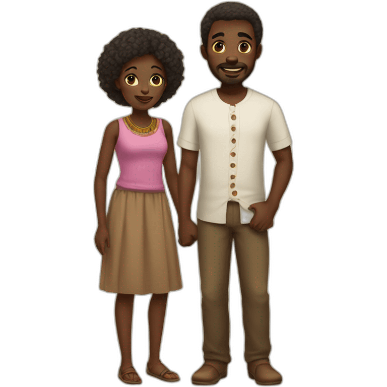 African folk family, with dark brown hair, brown emoji