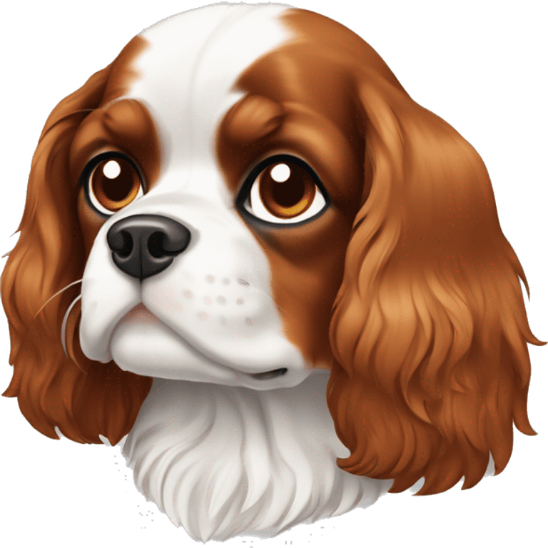 Cavalier King Charles Spaniel dog in white and brown color emoji