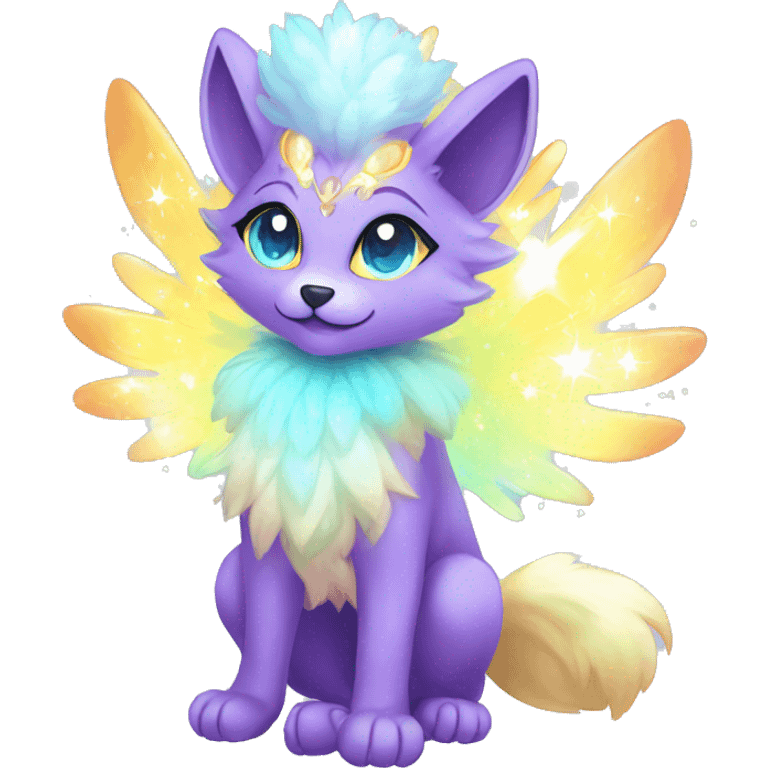 Shiny Sparkly Colorful Fluffy beautiful fantasy Kawaii Ethereal Anthro Sona Nebula-Crystal-Fakemon-animal emoji