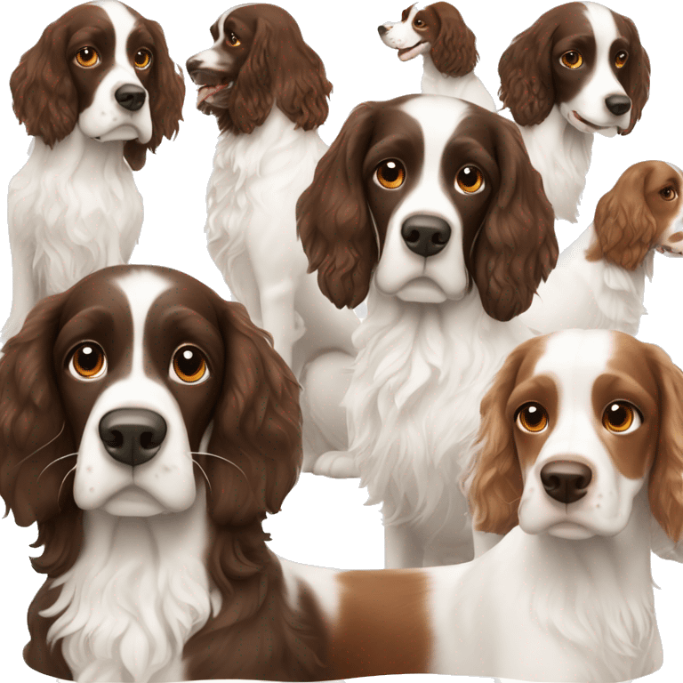 2 dogs white and brown springer spaniels emoji