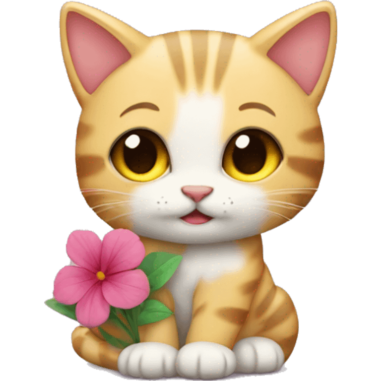 Gatito con flor emoji