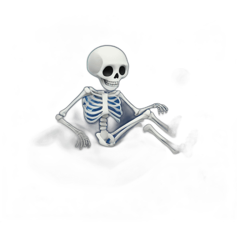 A skeleton riding a rock through space  emoji