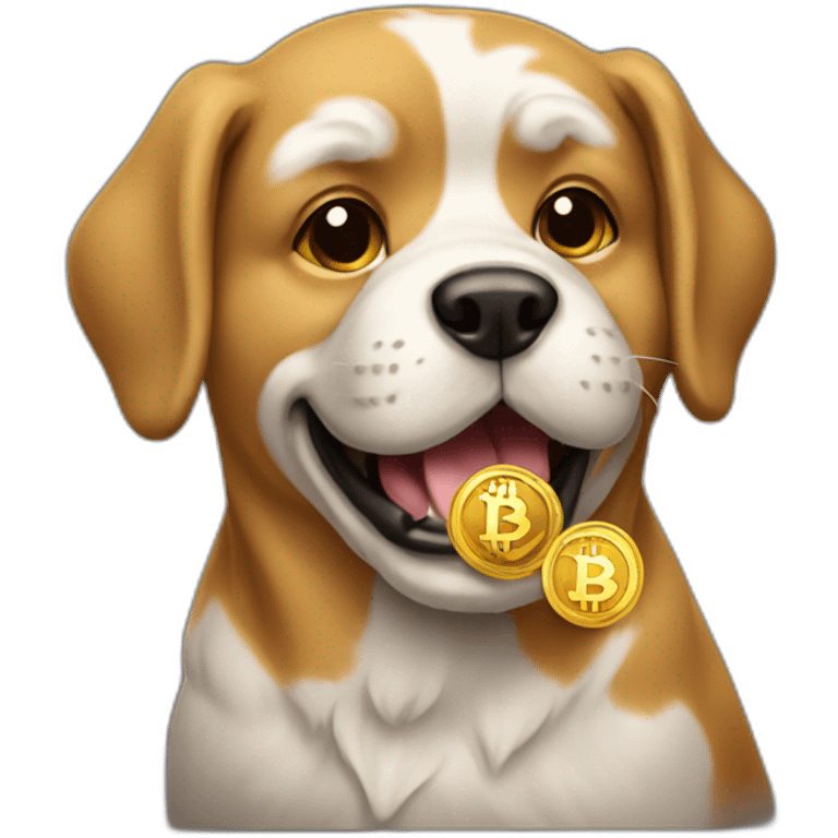 Dog holding bitcoin  emoji