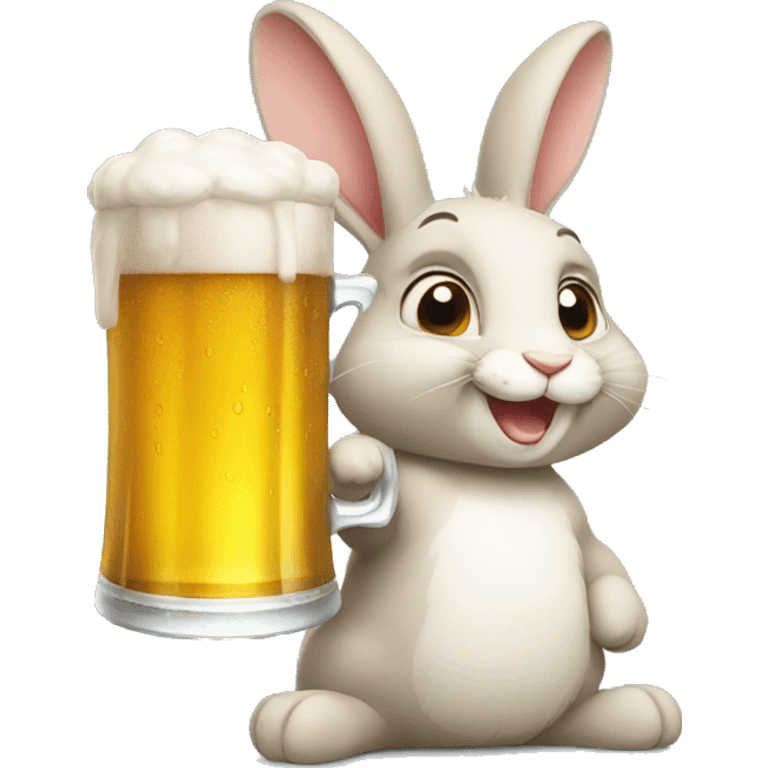 rabbit want to drink beer and  say "cheer" emoji