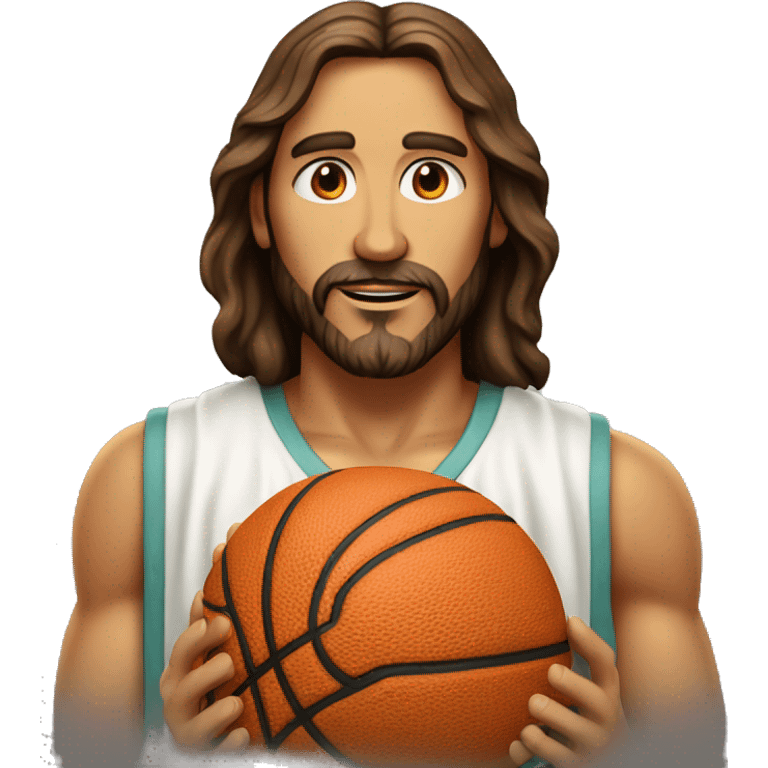 Jesus qui joue au basket-ball not a close up byrealistic face emoji