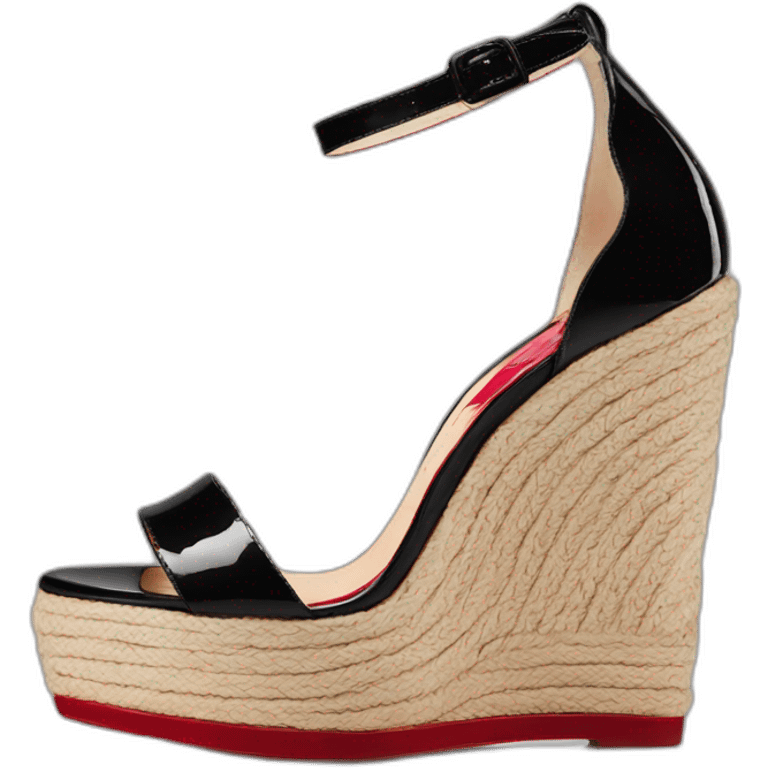 Platform wedges black louboutin sandal patent emoji