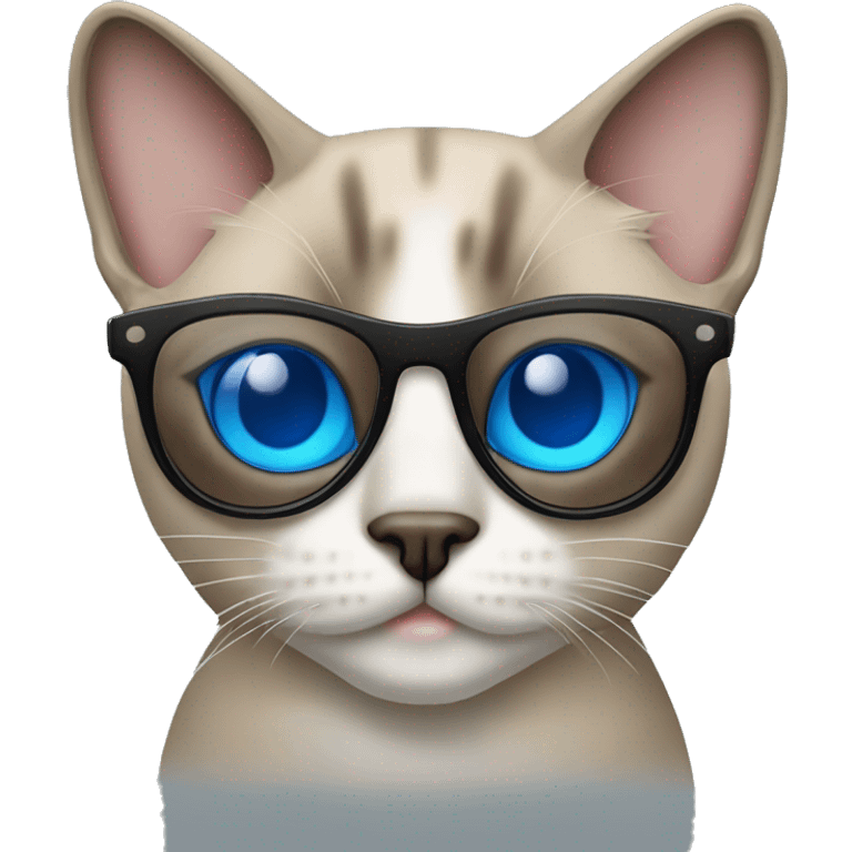 blue eyed siamese Tabby mixed cat wearing sunglasses  emoji