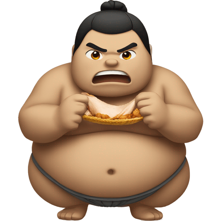 Sumo wrestler eating chicken emoji