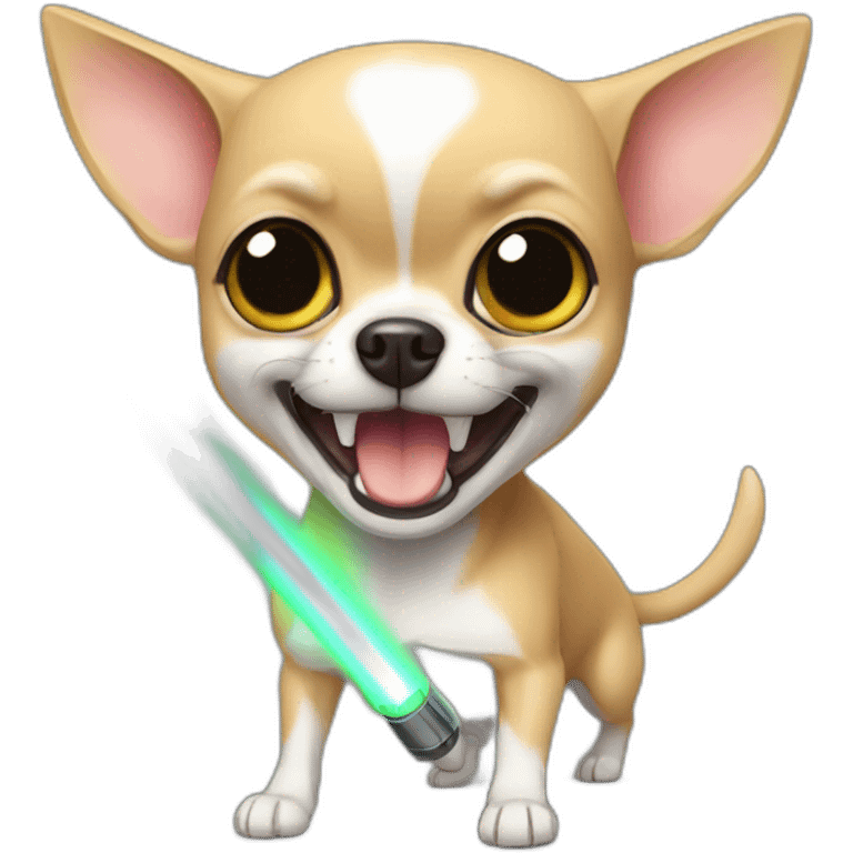 chihuahua fighting with lightsabber emoji