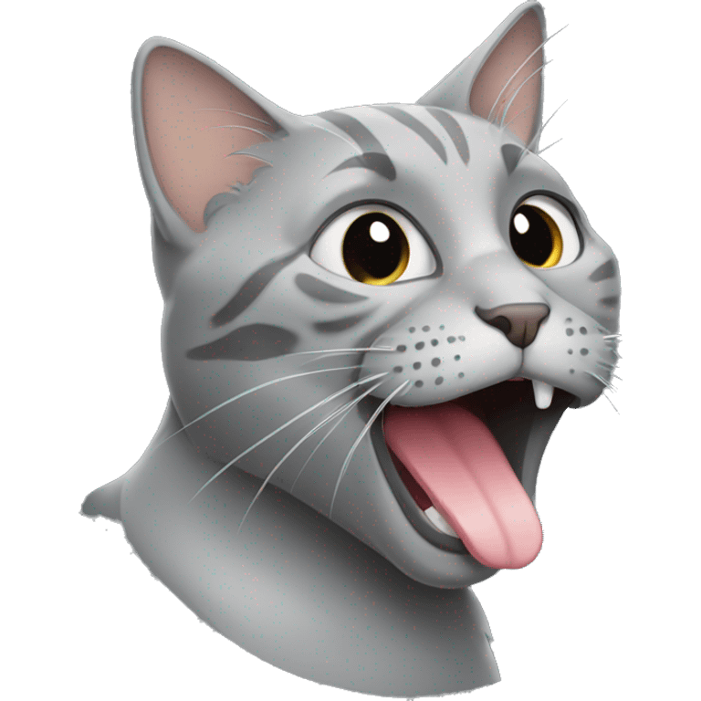 Gray cat licking their butt emoji