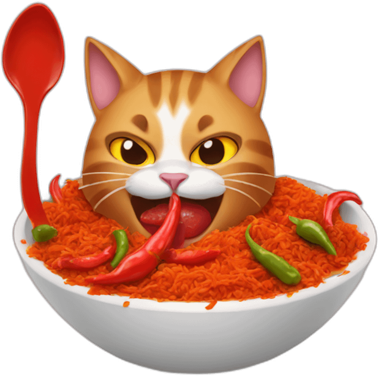 Cat eat spicy food emoji