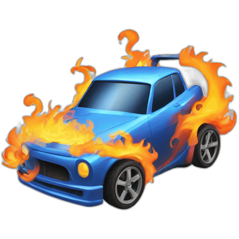 Spinning car Turbo with cool flames  emoji