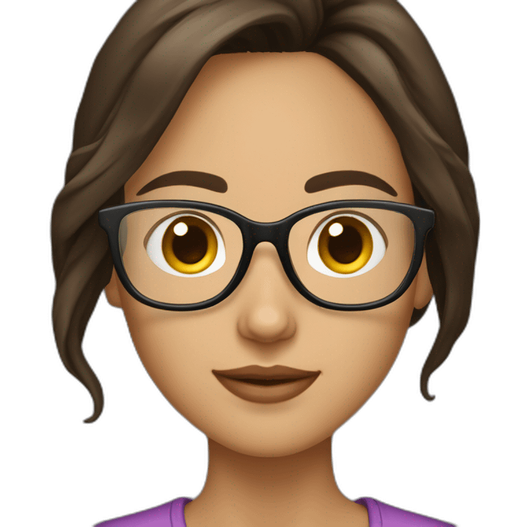 Mujer brunnette joven con lentes emoji