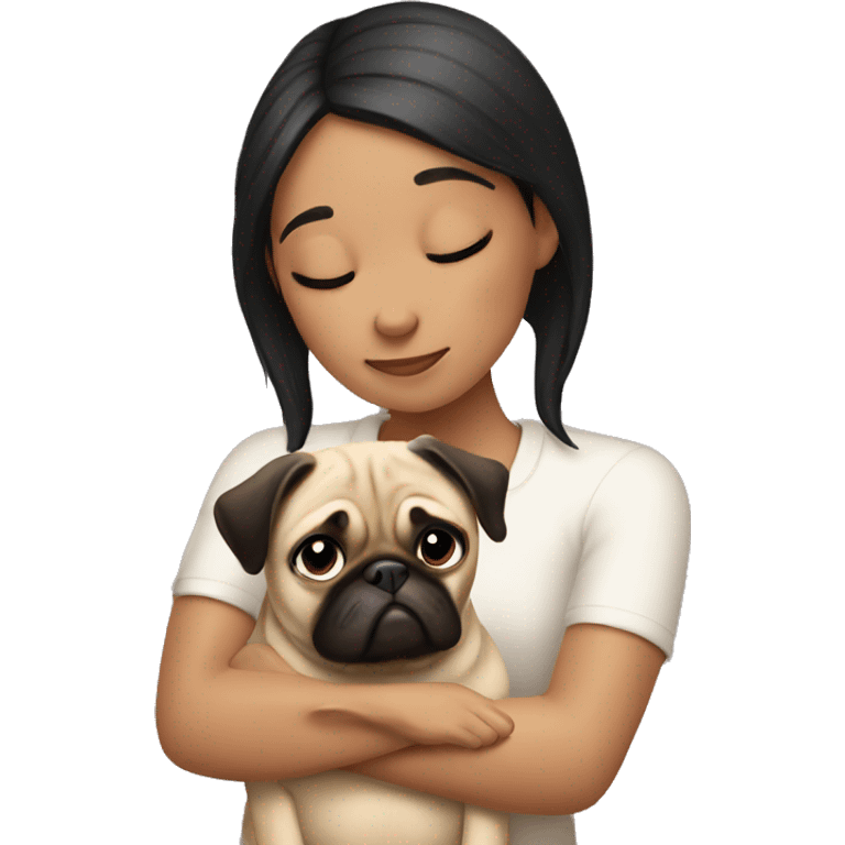 Girl hugs pug  emoji