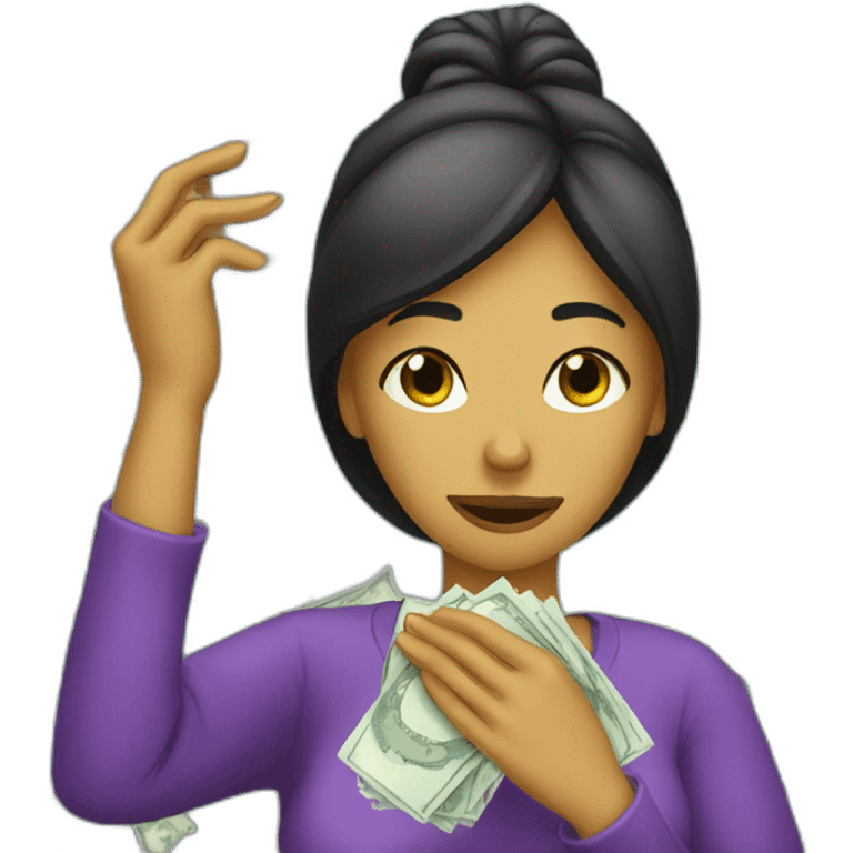 woman wiping tears with dollar bills emoji