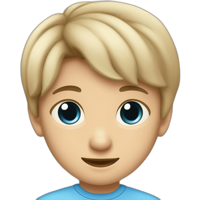 un niño con pelo liso y cafe medio claro con ojos azules emoji