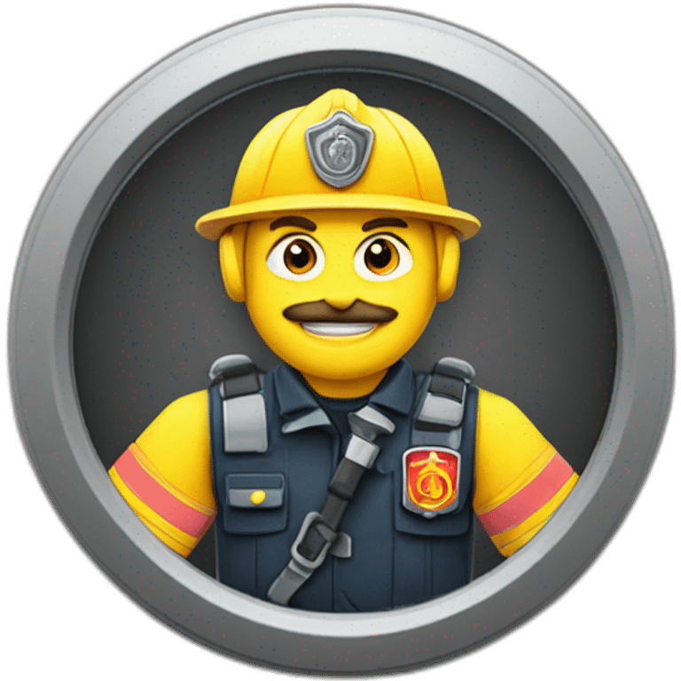 Feuerwehrmann, mit Atemschutz auf Leiter emoji