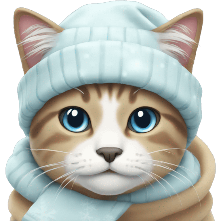 3 color cat in winter emoji