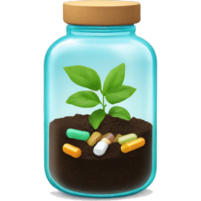 Glass jar with plant and pills as soil emoji