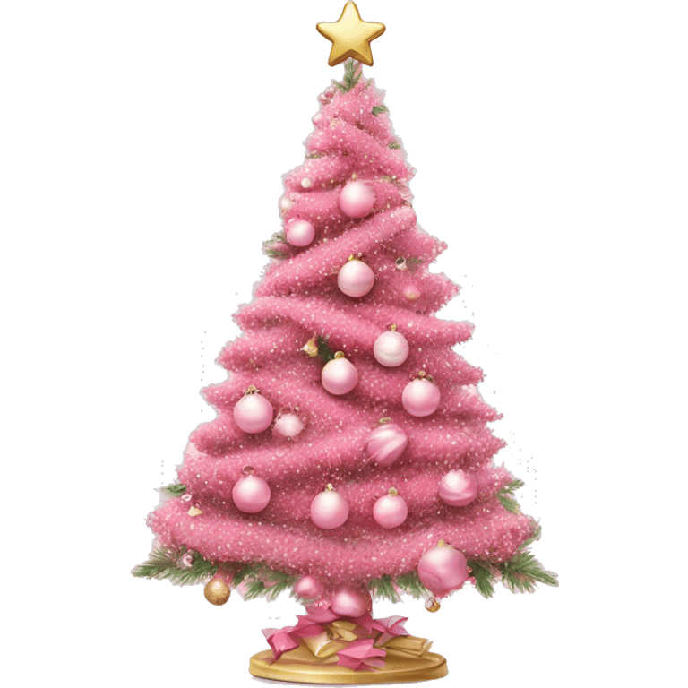 Beautifully decorated pink Christmas tree ￼ emoji