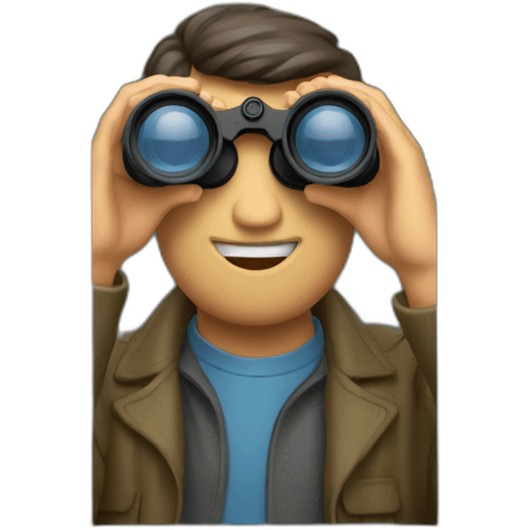 man with binoculars in a window emoji