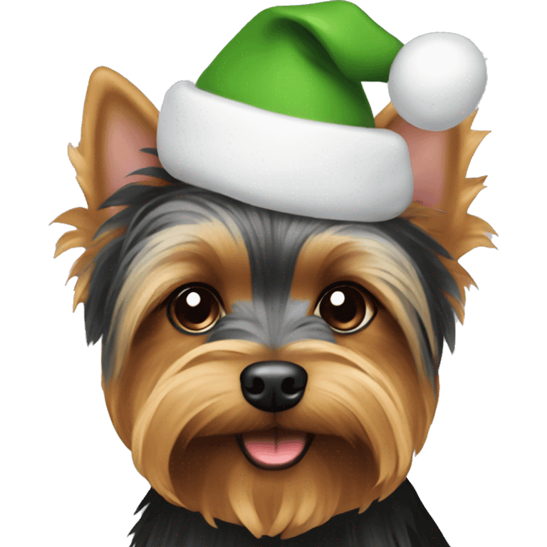 yorkie dog with christmas hat emoji