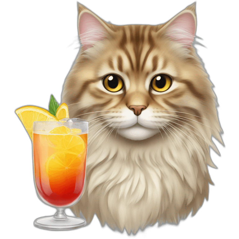 Siberian cat With cocktail emoji