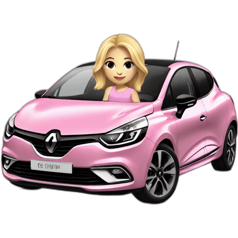 cute blond girl in renault clio pink emoji