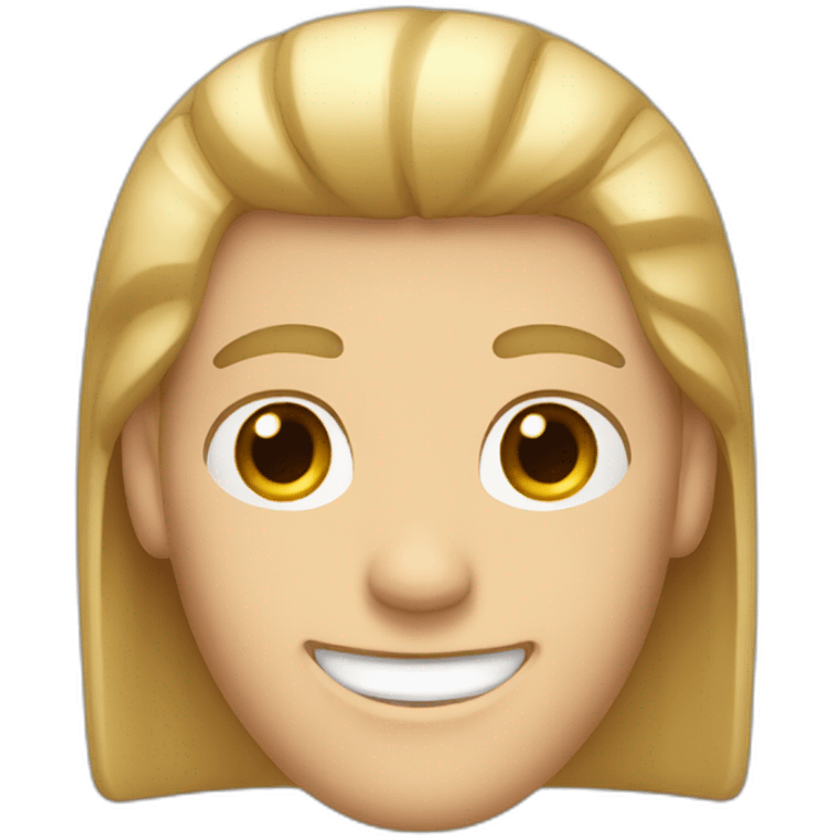 White guy with half long brow hair and a large smile emoji