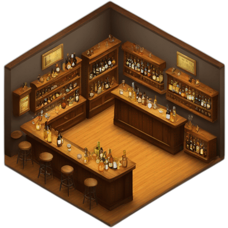 Whiskey bar isometric emoji