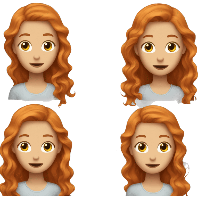 Wave Ginger hair long girl emoji