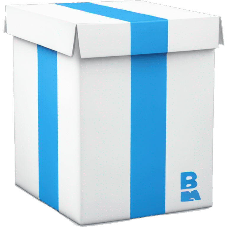 A rectangular tall white box with blue 'BC' logo in the middle of one side of the box emoji