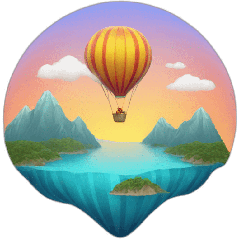 sea mountains and hot air balloon emoji