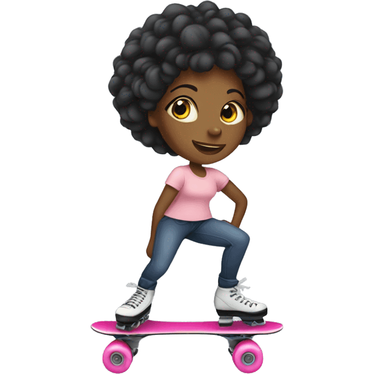 Black Woman rollerskating  emoji