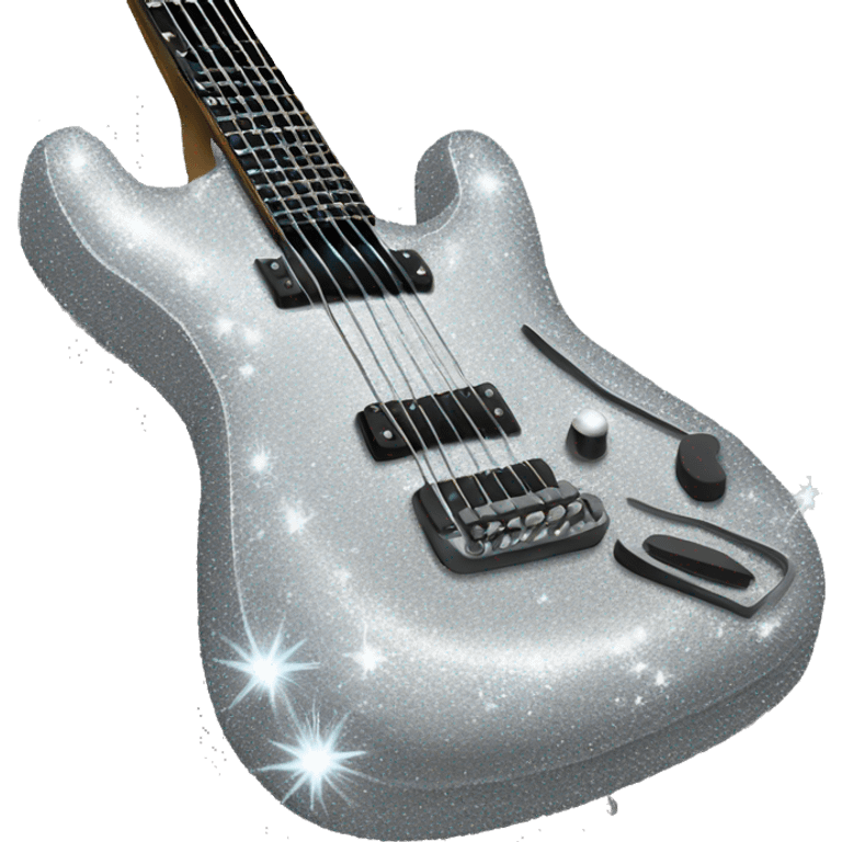 sparkly silver guitar with a 13 below the cords emoji