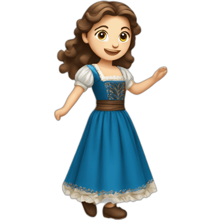 The folk polish woman dance, blue eyes, brown hair emoji