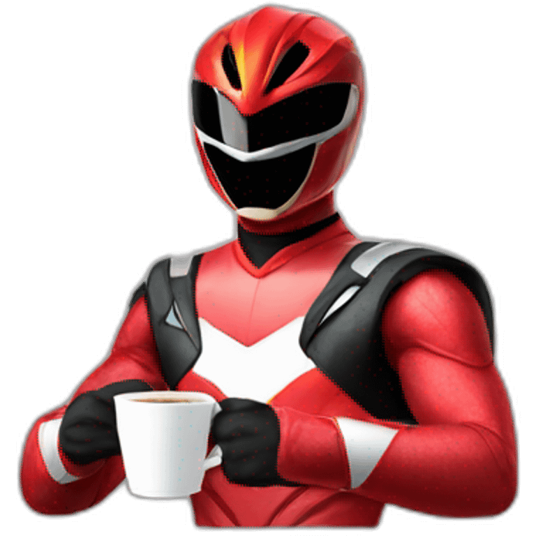 red power ranger drinking coffee emoji