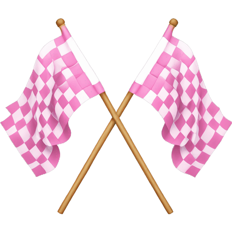 Realistic isolated crossed pink and white checkered flags. emoji