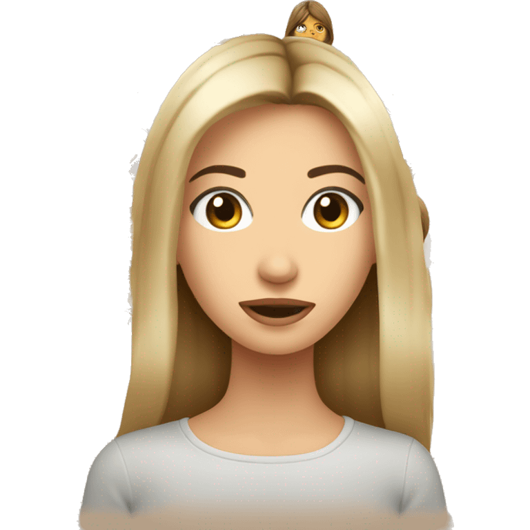 Fille au cheveux châtains avec les yeux marron avec les cheveux long ombré blond emoji