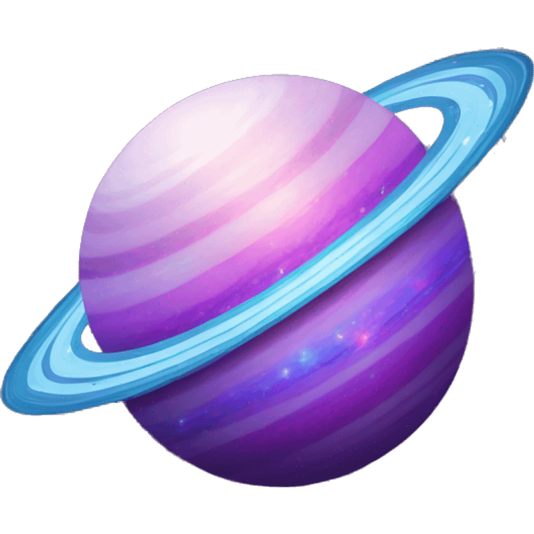 sparkly glittery blue purple and pink glitter planet with white saturn ring emoji