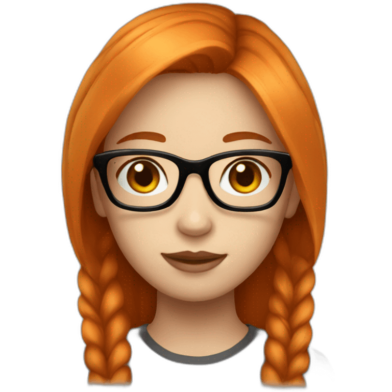 Girl brown orange hair and white skin with glasses emoji