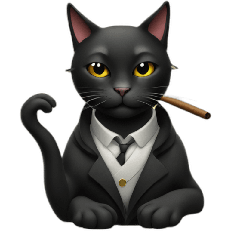 black cat smoking cigar emoji