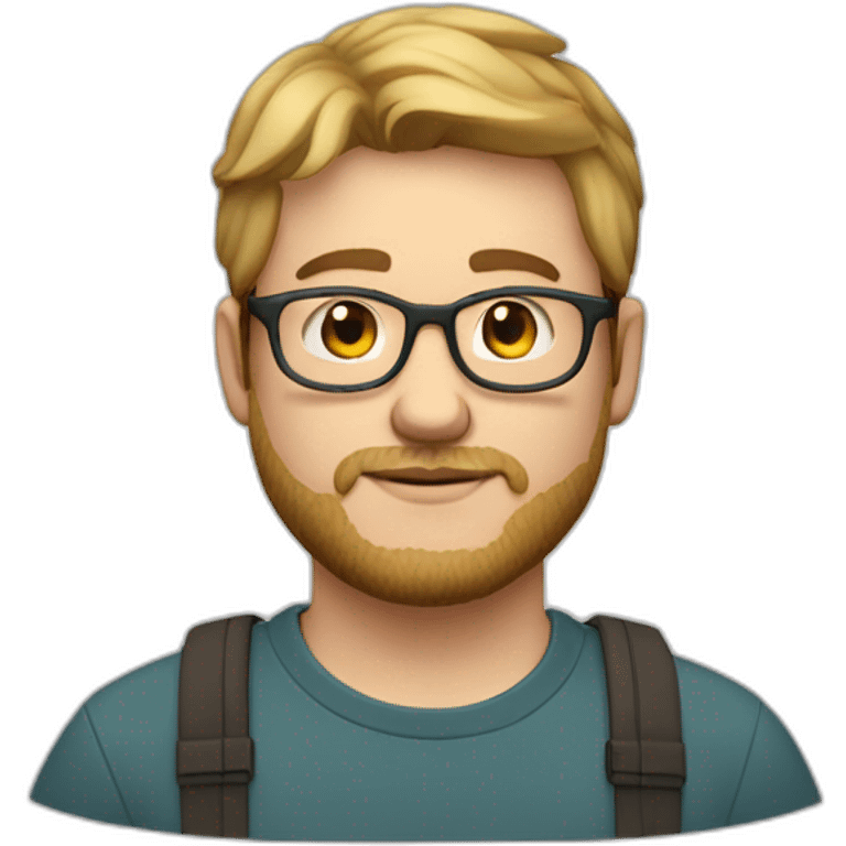 chubby white male 25 years old straight dark blond hair glasses and little beard and light mustache emoji