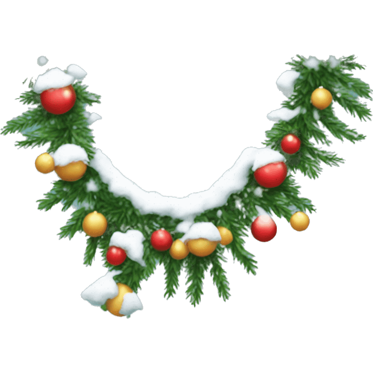 Garland with snow and ornaments on it emoji