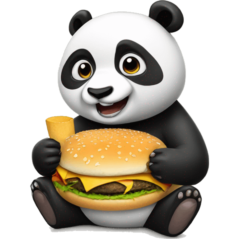 Panda eating hamburger  emoji