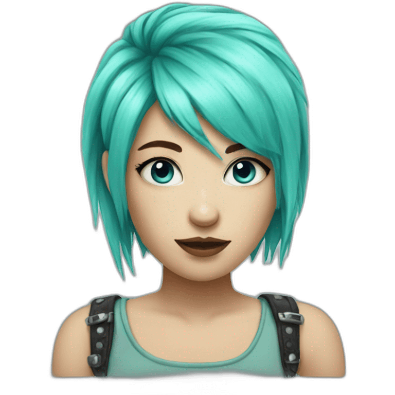 Blue mint hair punk girl emoji