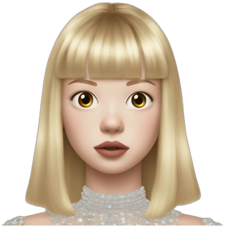 blonde Mia Goth with bangs at Met Gala emoji